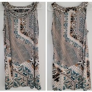 Style & Co Mixed Animal Print Sleeveless Dress Largr